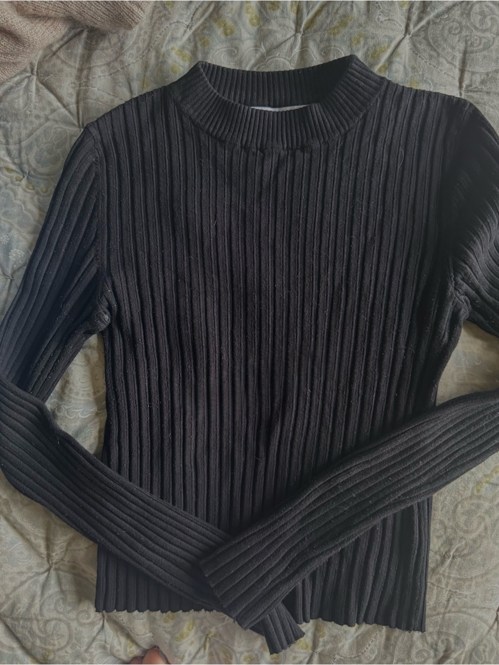 Bershka Black Ribbed Knit Top